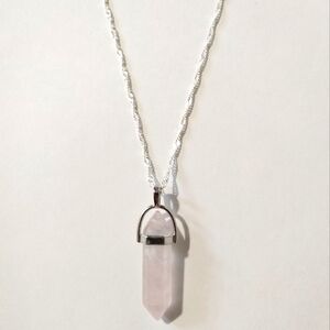 Rose Quartz Sterling Silver Plated Chain Necklace